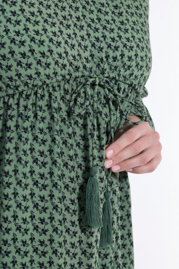 Ulla Popken 847798 Midikleid in A-Linie mit V-Ausschnitt Dunkelgrün - Midikleider - Midikleider in großen Größen
