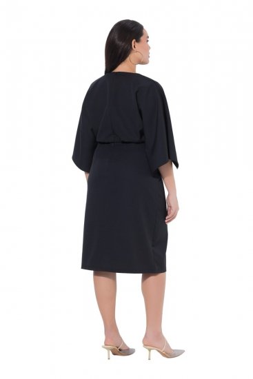 Ulla Popken 847909 Geblümtes Midikleid Schwarz - Midikleider - Midikleider in großen Größen