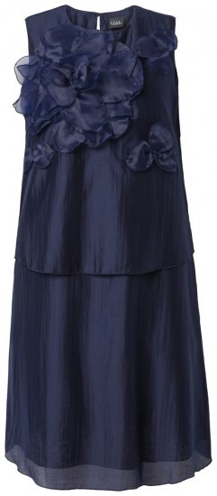 Ulla Popken 847918 Geblümtes Chiffonkleid Dunkelblau - Midikleider - Midikleider in großen Größen
