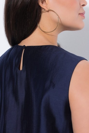 Ulla Popken 847918 Geblümtes Chiffonkleid Dunkelblau - Midikleider - Midikleider in großen Größen