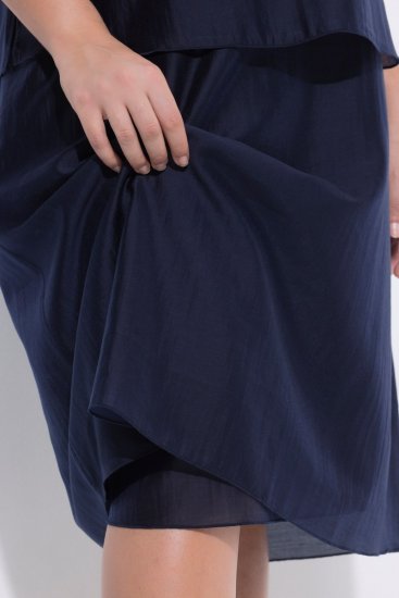 Ulla Popken 847918 Geblümtes Chiffonkleid Dunkelblau - Midikleider - Midikleider in großen Größen