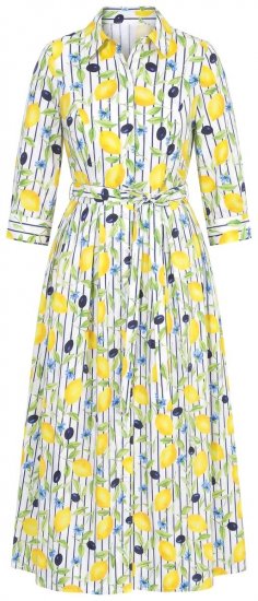 Ulla Popken 848081 Gestreiftes Hemdblusenkleid Weiß - Maxikleider - Große Größen: Lange Maxikleider