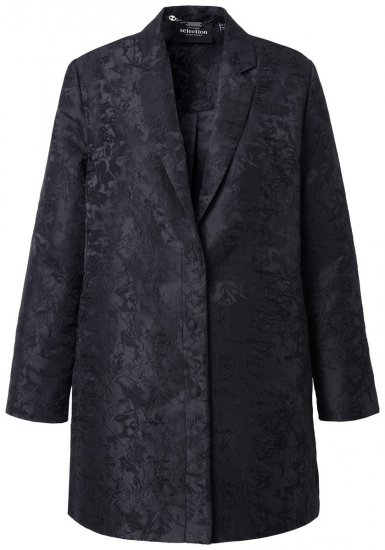 Ulla Popken 848099 Geblümter Jacquardblazer mit verdeckter Knopfleiste Schwarz - Blazer - Blazer für Frauen in Großgrößen