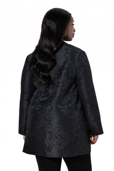 Ulla Popken 848099 Geblümter Jacquardblazer mit verdeckter Knopfleiste Schwarz - Blazer - Blazer für Frauen in Großgrößen