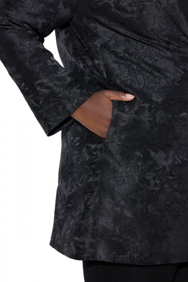 Ulla Popken 848099 Geblümter Jacquardblazer mit verdeckter Knopfleiste Schwarz - Blazer - Blazer für Frauen in Großgrößen