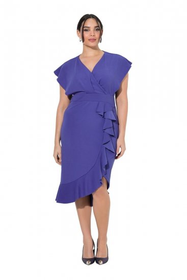 Ulla Popken 848120 Kleid mit Volants Flieder - Abendkleider - Abendkleider für Damen in großen Größen