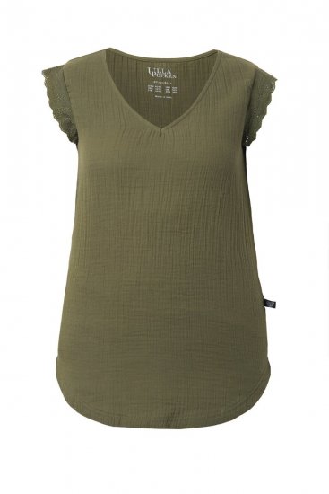Ulla Popken 848131 Pyjama mit Spitze Oliv - Pyjama/Loungewear - 