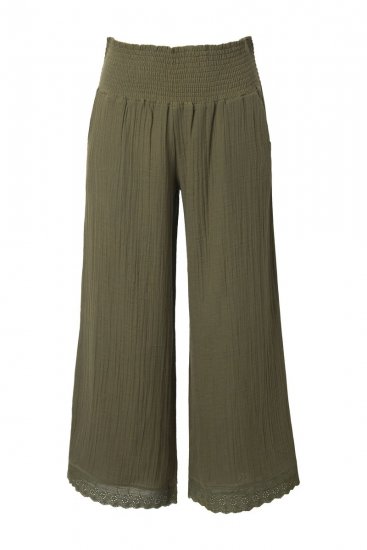Ulla Popken 848131 Pyjama mit Spitze Oliv - Pyjama/Loungewear - 