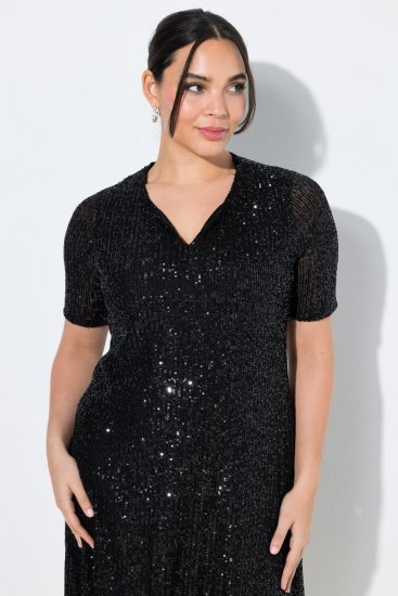 Ulla Popken 848140 Paillettenkleid Schwarz - Abendkleider - Abendkleider für Damen in großen Größen