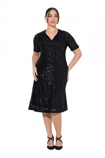 Ulla Popken 848140 Paillettenkleid Schwarz - Abendkleider - Abendkleider für Damen in großen Größen
