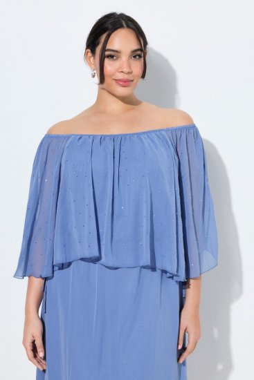 Ulla Popken 848169 Chiffonkleid in A-Linie Hellblau - Midikleider - Midikleider in großen Größen