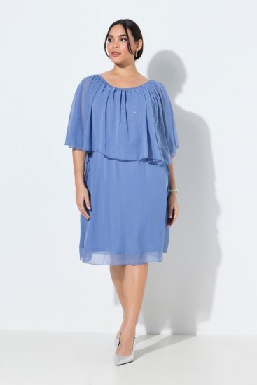 Ulla Popken 848169 Chiffonkleid in A-Linie Hellblau - Midikleider - Midikleider in großen Größen
