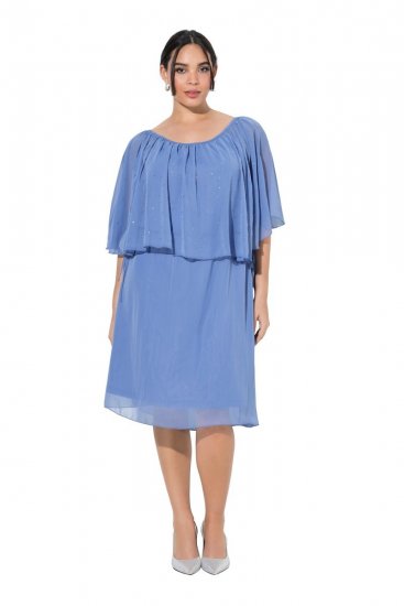Ulla Popken 848169 Chiffonkleid in A-Linie Hellblau - Midikleider - Midikleider in großen Größen
