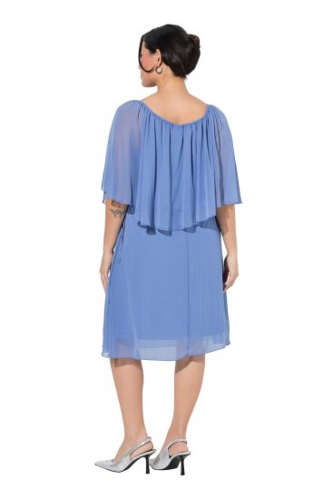Ulla Popken 848169 Chiffonkleid in A-Linie Hellblau - Midikleider - Midikleider in großen Größen