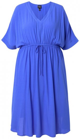Ulla Popken 848224 Kurzärmliges Maxikleid mit V-Ausschnitt Blau - Maxikleider - Große Größen: Lange Maxikleider