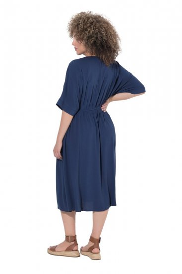 Ulla Popken 848224 Midikleid mit Tunnelzug Dunkelblau - Midikleider - Midikleider in großen Größen