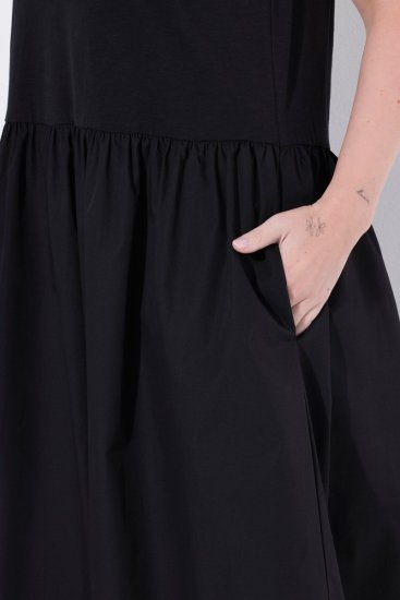 Ulla Popken 848305 Ärmelloses Midikleid mit V-Ausschnitt Schwarz - Midikleider - Midikleider in großen Größen
