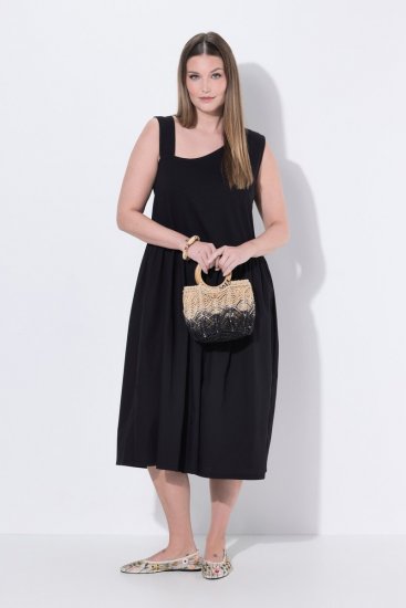 Ulla Popken 848305 Ärmelloses Midikleid mit V-Ausschnitt Schwarz - Midikleider - Midikleider in großen Größen