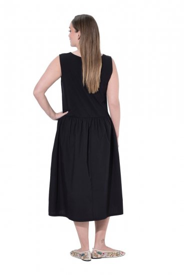 Ulla Popken 848305 Ärmelloses Midikleid mit V-Ausschnitt Schwarz - Midikleider - Midikleider in großen Größen