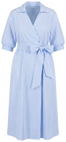 Ulla Popken 848467 Gestreiftes Wickelkleid mit Taschen Hellblau - Midikleider - Midikleider in großen Größen