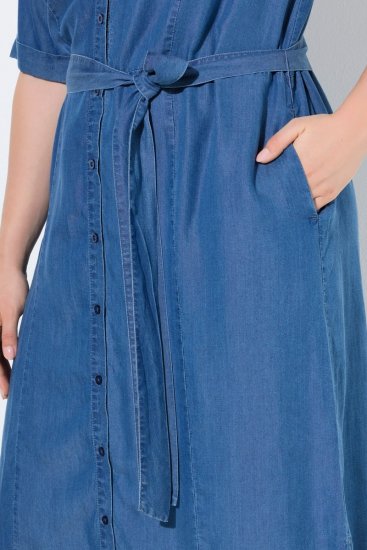 Ulla Popken 848491 Hemdblusenkleid Denimblau - Midikleider - Midikleider in großen Größen