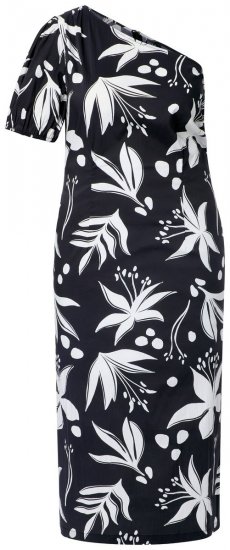 Ulla Popken 848510 Geblümtes Midikleid Schwarz - Midikleider - Midikleider in großen Größen
