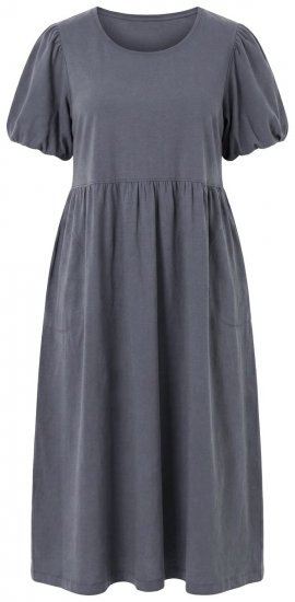 Ulla Popken 848575 Kurzärmliges Maxikleid mit Taschen Anthrazit - Maxikleider - Große Größen: Lange Maxikleider