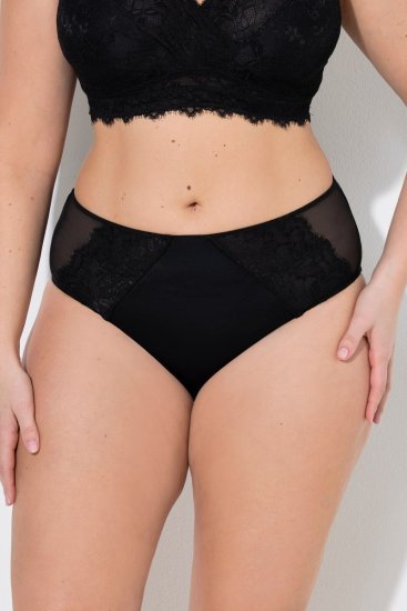 Ulla Popken 848693 Pantys mit Spitze Schwarz - Slips - 