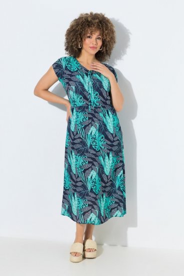 Ulla Popken 848696 Gemustertes Kleid Dunkelblau - Sommerkleider - Große Größen: Leichte Sommerkleider