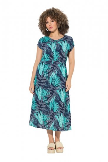 Ulla Popken 848696 Gemustertes Kleid Dunkelblau - Sommerkleider - Große Größen: Leichte Sommerkleider