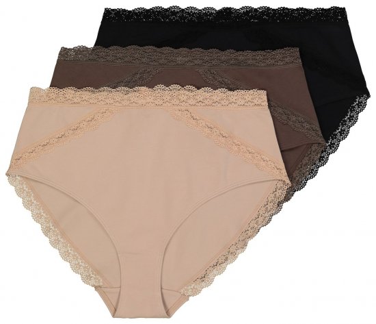 Ulla Popken 848803 Slips mit Spitze 3er-Pack Schwarz - Slips - 