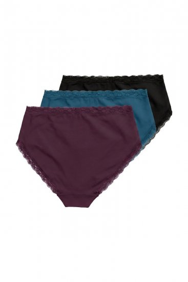 Ulla Popken 848803 Slips mit Spitze 3er-Pack Weinrot - Slips - 