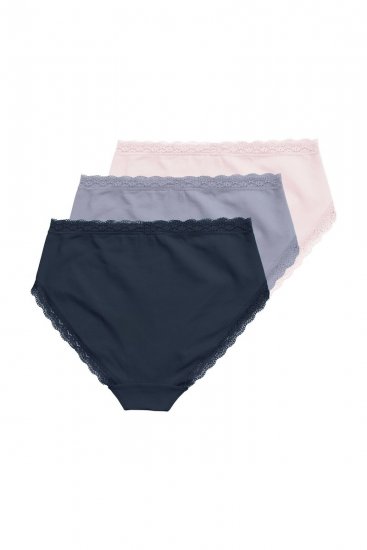 Ulla Popken 848803 Slips mit Spitze 3er-Pack Hellblau - Slips - 