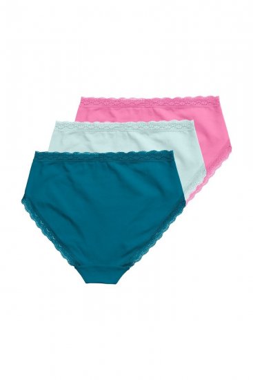 Ulla Popken 848803 Slips mit Spitze 3er-Pack Petrol - Slips - 