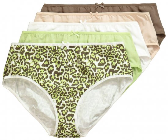 Ulla Popken 848810 Slips mit Animal-Print 5er-Pack Taupe - Slips - 