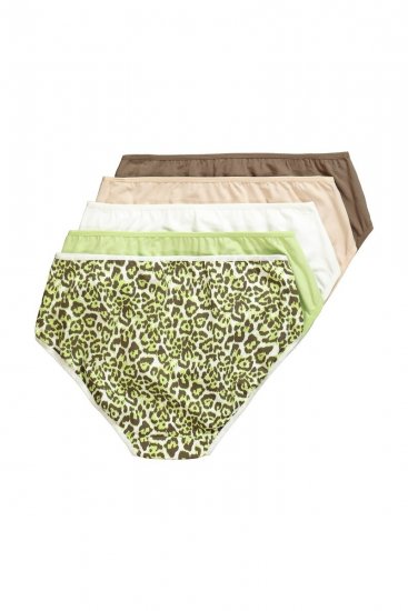 Ulla Popken 848810 Slips mit Animal-Print 5er-Pack Taupe - Slips - 