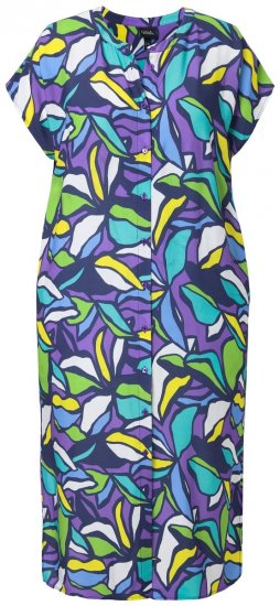 Ulla Popken 848980 Geblümtes Hemdblusenkleid Flieder - Midikleider - Midikleider in großen Größen