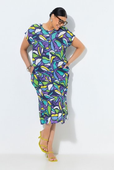 Ulla Popken 848980 Geblümtes Hemdblusenkleid Flieder - Midikleider - Midikleider in großen Größen