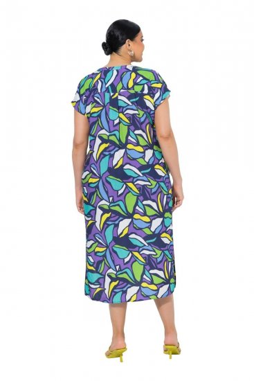 Ulla Popken 848980 Geblümtes Hemdblusenkleid Flieder - Midikleider - Midikleider in großen Größen