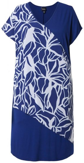 Ulla Popken 849033 Kurzärmliges Chiffonkleid mit V-Ausschnitt Dunkelblau - Kleider - Kleider für jede Größe