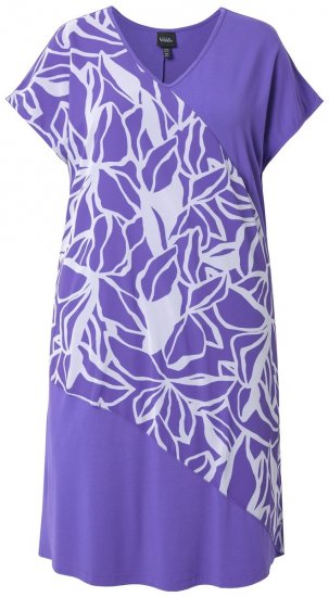 Ulla Popken 849033 Gemustertes Chiffonkleid Flieder - Kleider - Kleider für jede Größe