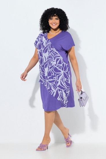Ulla Popken 849033 Gemustertes Chiffonkleid Flieder - Kleider - Kleider für jede Größe