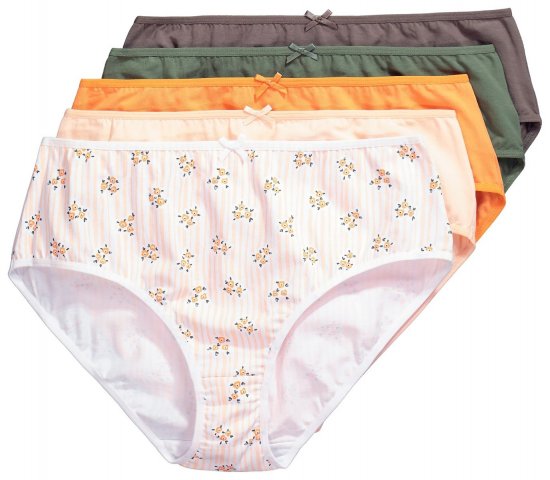 Ulla Popken 849098 Geblümte Slips 6er-Pack Orange - Slips - 