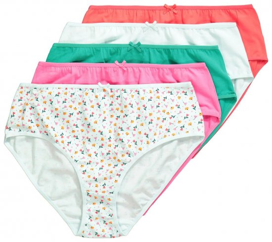 Ulla Popken 849140 Geblümte Slips 5er-Pack Wollweiß - Slips - 