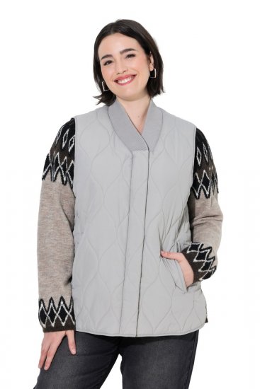 Ulla Popken 849221 Steppweste mit Rippkragen Grau - Westen - 