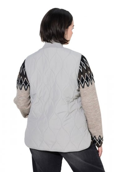 Ulla Popken 849221 Steppweste mit Rippkragen Grau - Westen - 