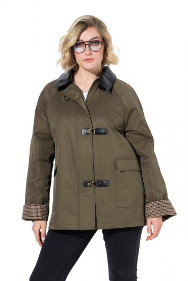 Ulla Popken 849246 Jacke in Lederoptik Oliv - Jacken - Große Jacken für Damen