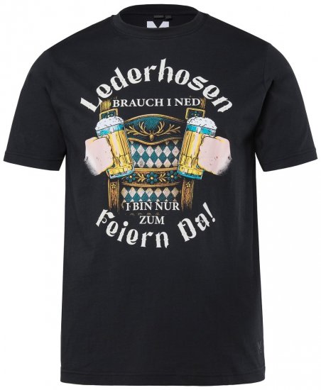 Men+ 410 T-Shirt Lederhosn Schwarz - Herren-T-Shirts - Herren-T-Shirts in großen Größen