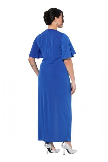 Ulla Popken 849530 Gemustertes Abendkleid mit Strasssteinen Königsblau - Abendkleider - Abendkleider für Damen in großen Größen
