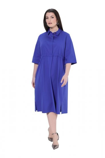 Ulla Popken 849541 Kurzärmliges Hemdblusenkleid mit Tunnelzug Violett - Blusenkleider - 